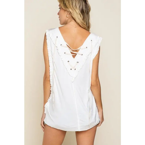 Criss-cross Lace-up Open Back Tank Top Top