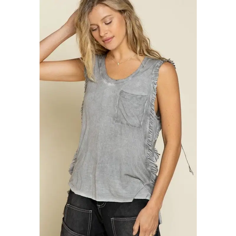 Criss-cross Lace-up Open Back Tank Top Top