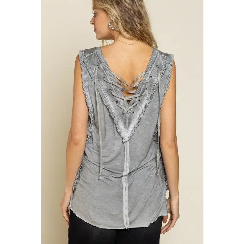 Criss-cross Lace-up Open Back Tank Top Top