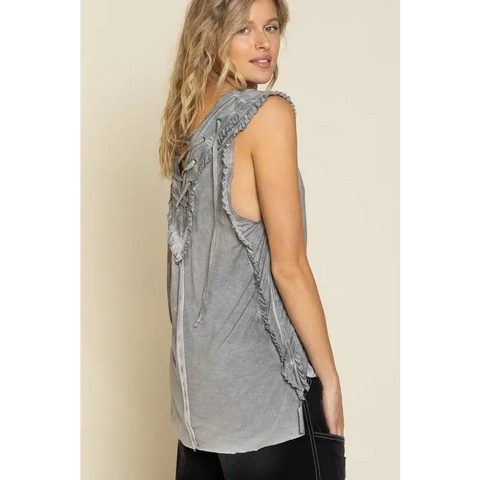 Criss-cross Lace-up Open Back Tank Top Top