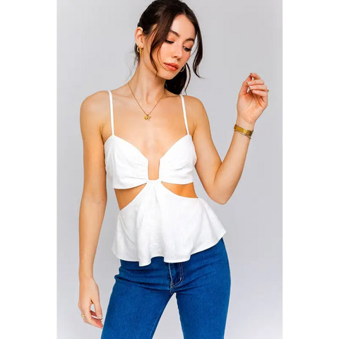 CUT OUT SPAGHETTI TOP WHITE Top