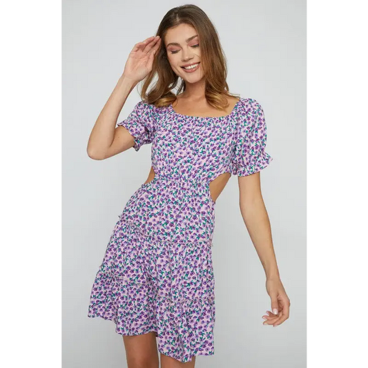 CUT OUT TIER DRESS Purple Dress