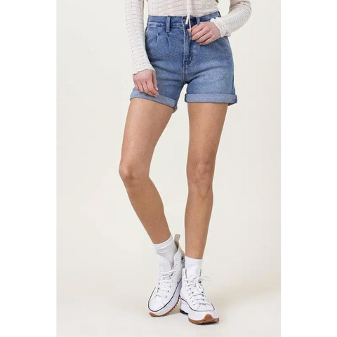 DENIM SHORTS W PIN TUCK DETAIL Shorts