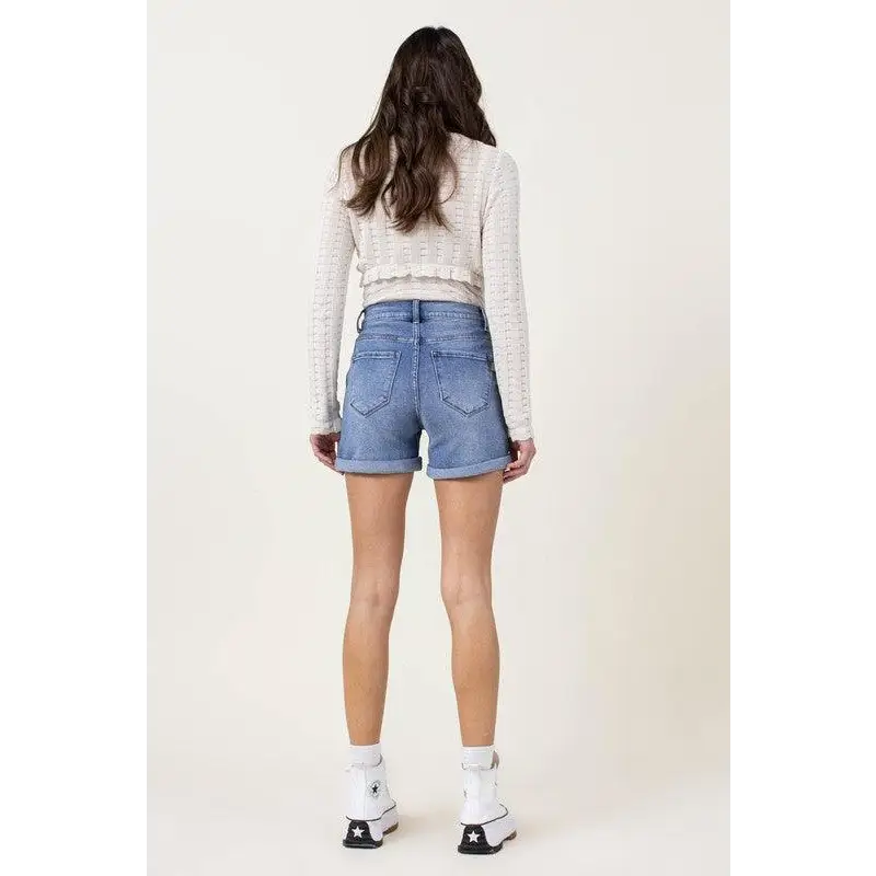 DENIM SHORTS W PIN TUCK DETAIL Shorts