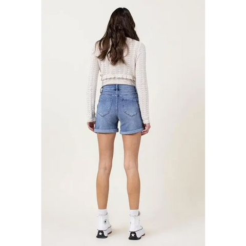 DENIM SHORTS W PIN TUCK DETAIL Shorts