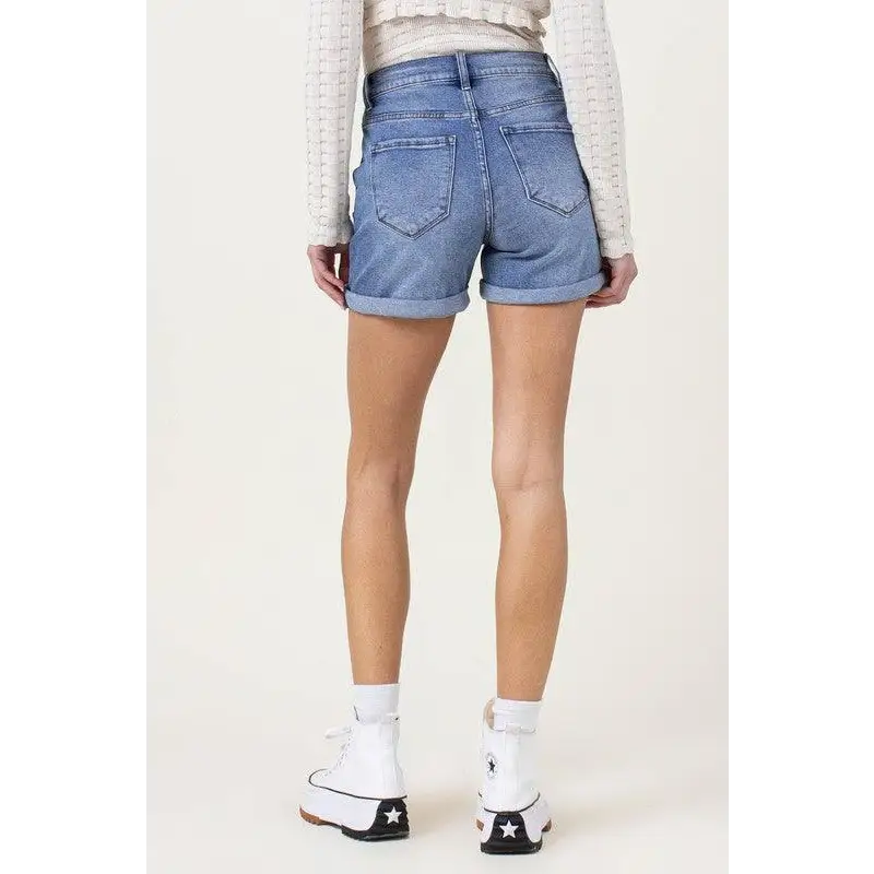 DENIM SHORTS W PIN TUCK DETAIL Shorts