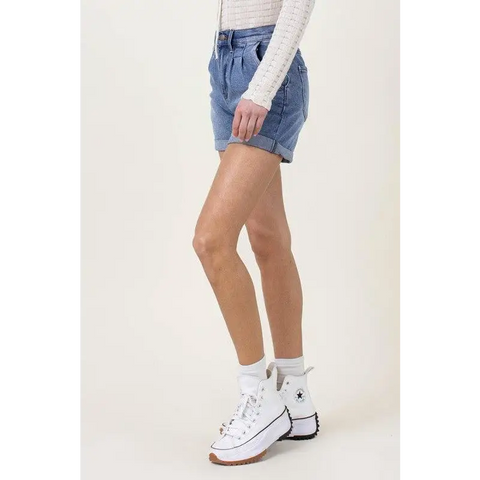 DENIM SHORTS W PIN TUCK DETAIL Shorts