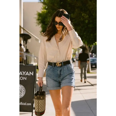 DENIM SHORTS W PIN TUCK DETAIL Medium Stone Shorts