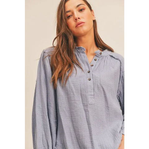 Distressed Button Down Top top