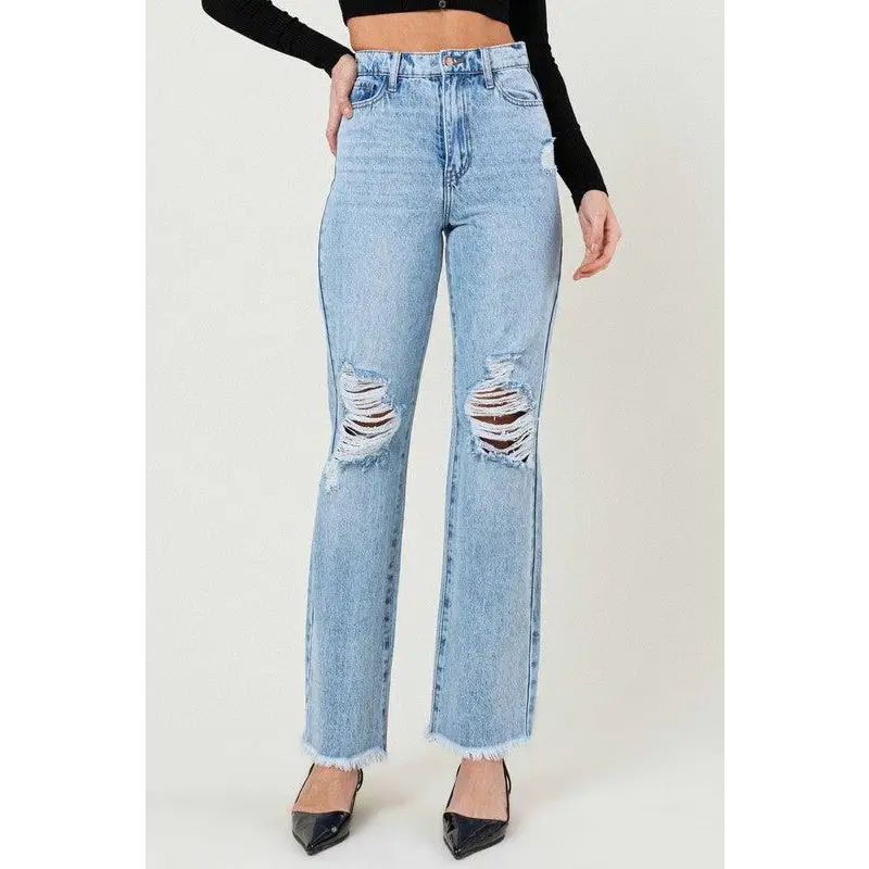 Distressed Wide Leg Jeans