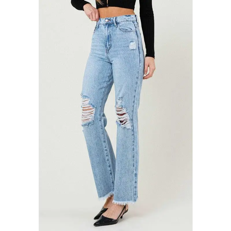 Distressed Wide Leg Jeans