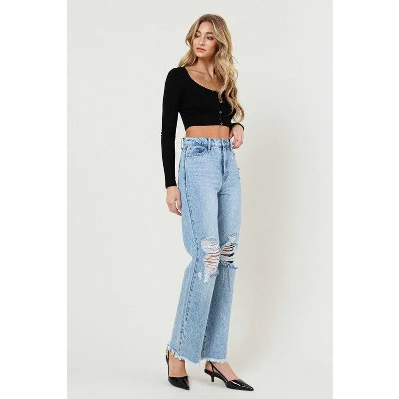 Distressed Wide Leg Jeans