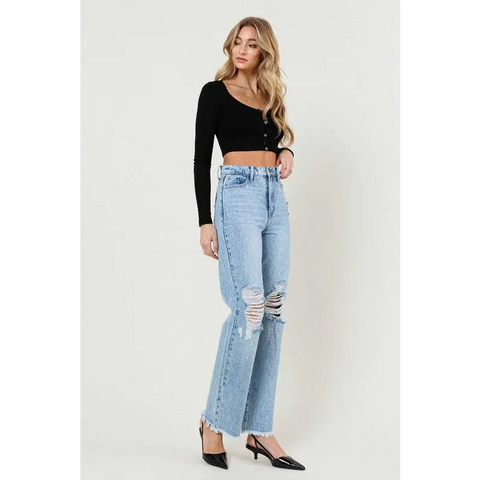 Distressed Wide Leg Jeans