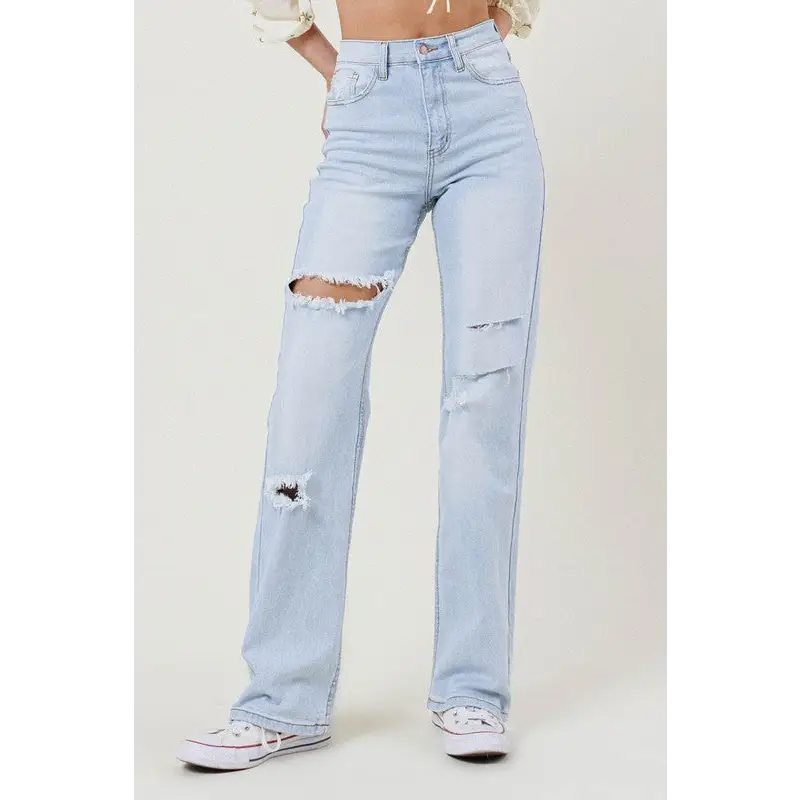 Distressed Wide Leg Jeans Jeans