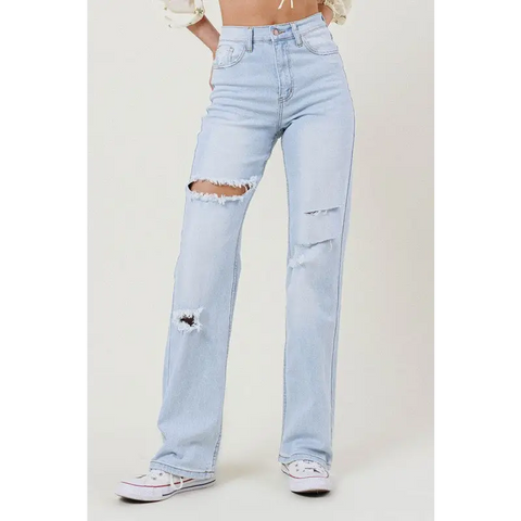 Distressed Wide Leg Jeans Jeans