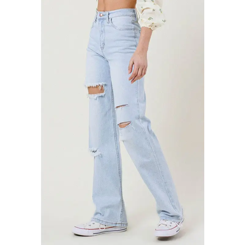 Distressed Wide Leg Jeans Jeans