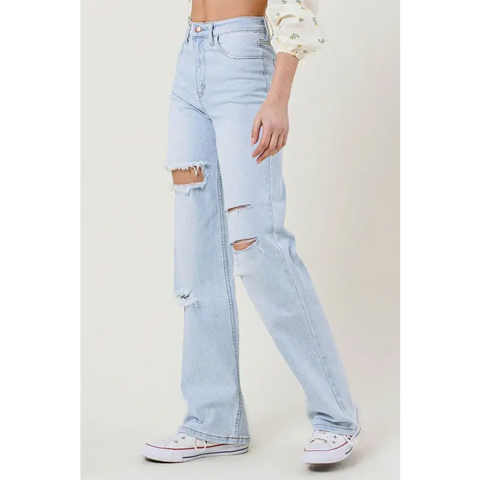 Distressed Wide Leg Jeans Jeans