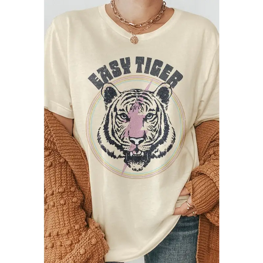 Easy Tiger Retro Vintage Graphic Tee Natural Graphic Tee