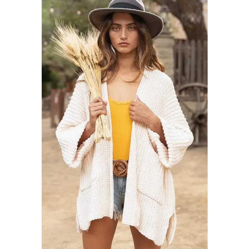 Edge to edge long sleeve with pockets cardigan cardigan