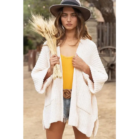 Edge to edge long sleeve with pockets cardigan cardigan