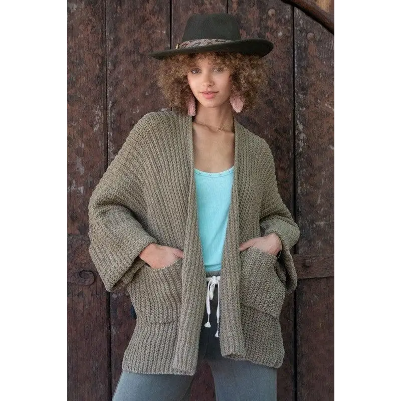 Edge to edge long sleeve with pockets cardigan cardigan