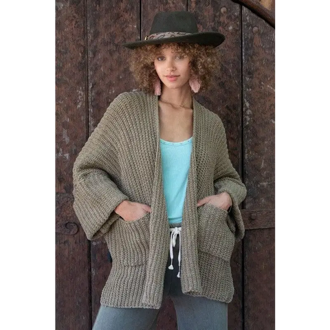 Edge to edge long sleeve with pockets cardigan cardigan