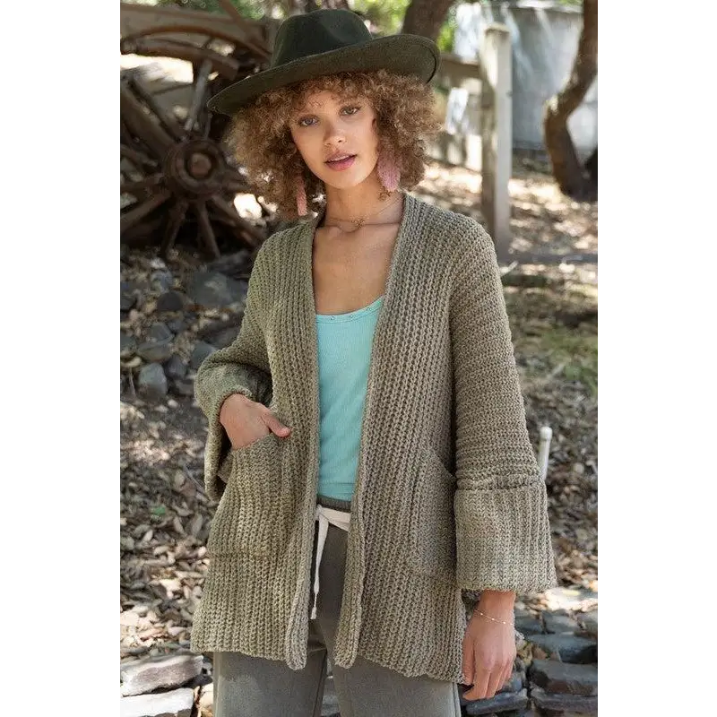 Edge to edge long sleeve with pockets cardigan cardigan