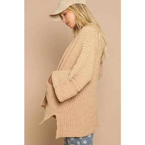 Edge to edge long sleeve with pockets cardigan cardigan