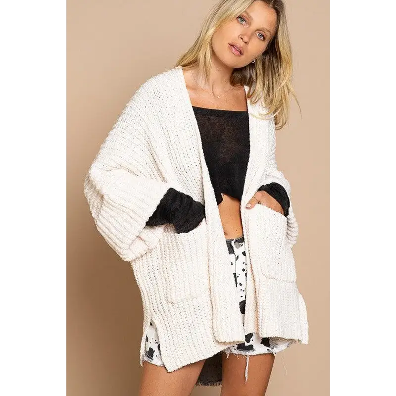 Edge to edge long sleeve with pockets cardigan cardigan