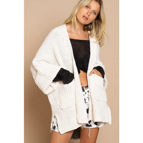 Edge to edge long sleeve with pockets cardigan cardigan