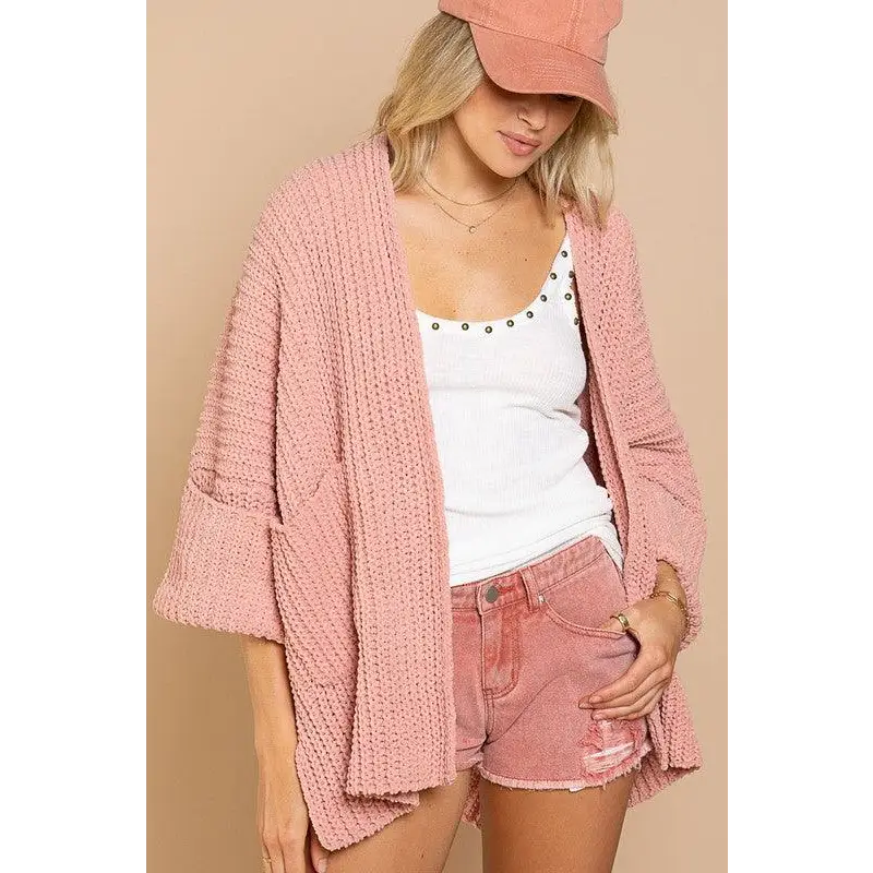 Edge to edge long sleeve with pockets cardigan cardigan