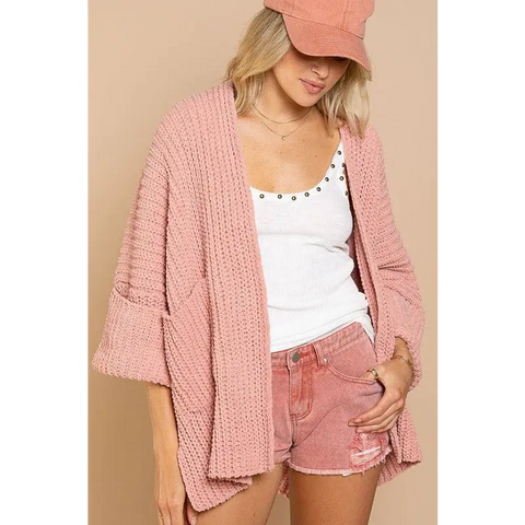 Edge to edge long sleeve with pockets cardigan cardigan