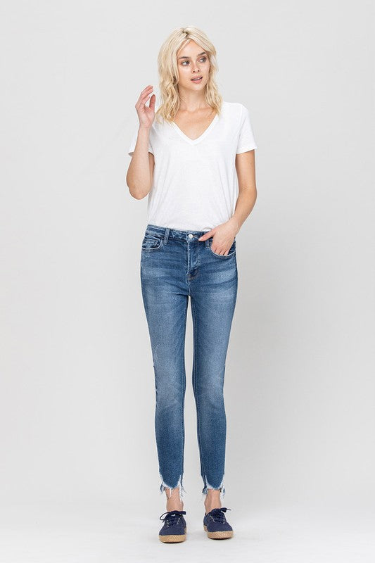 HIGH RISE ANKLE SKINNY HEM DETAILS Jeans