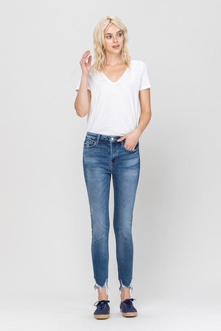 HIGH RISE ANKLE SKINNY HEM DETAILS Jeans