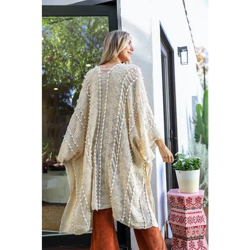 Embroidered Zig Zag Soft Kimono Kimono Cardigan