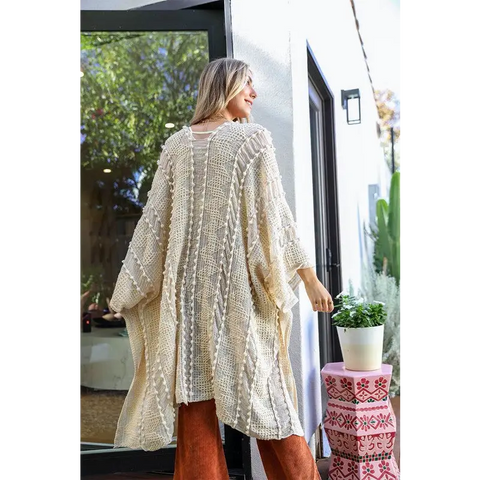 Embroidered Zig Zag Soft Kimono Kimono Cardigan