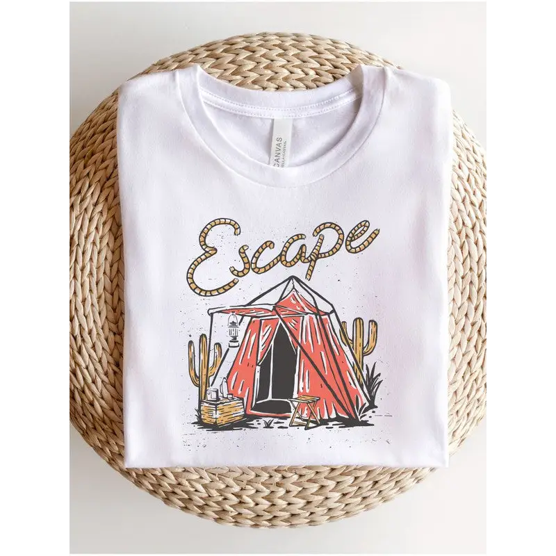 Escape Vintage Camping Boutique Tee White XS Graphic Tee
