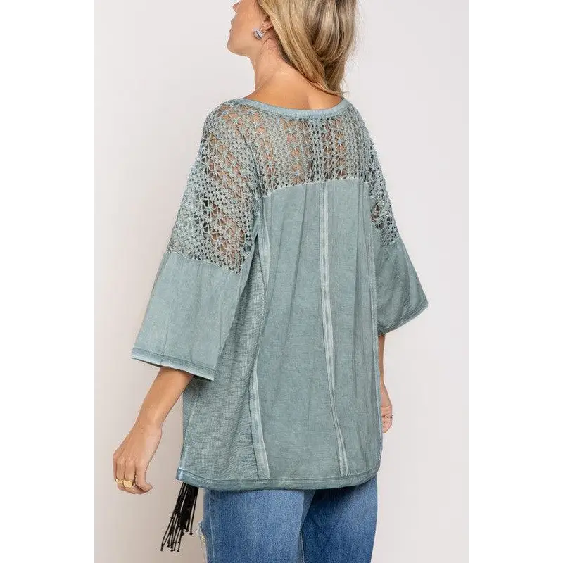 Feminine Boho Crochet Sleeve Top Top