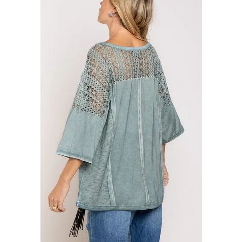 Feminine Boho Crochet Sleeve Top Top