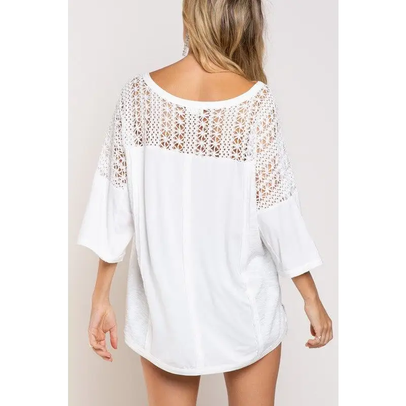 Feminine Boho Crochet Sleeve Top Top