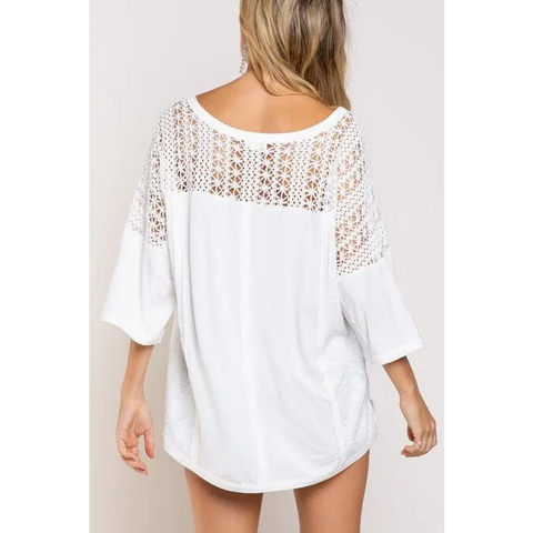 Feminine Boho Crochet Sleeve Top Top