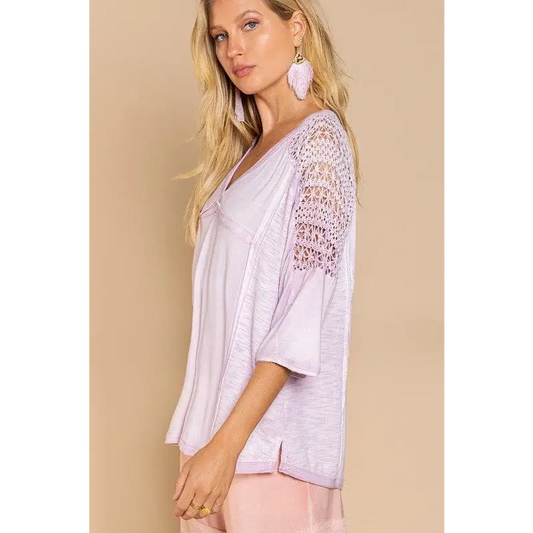 Feminine Boho Crochet Sleeve Top Top