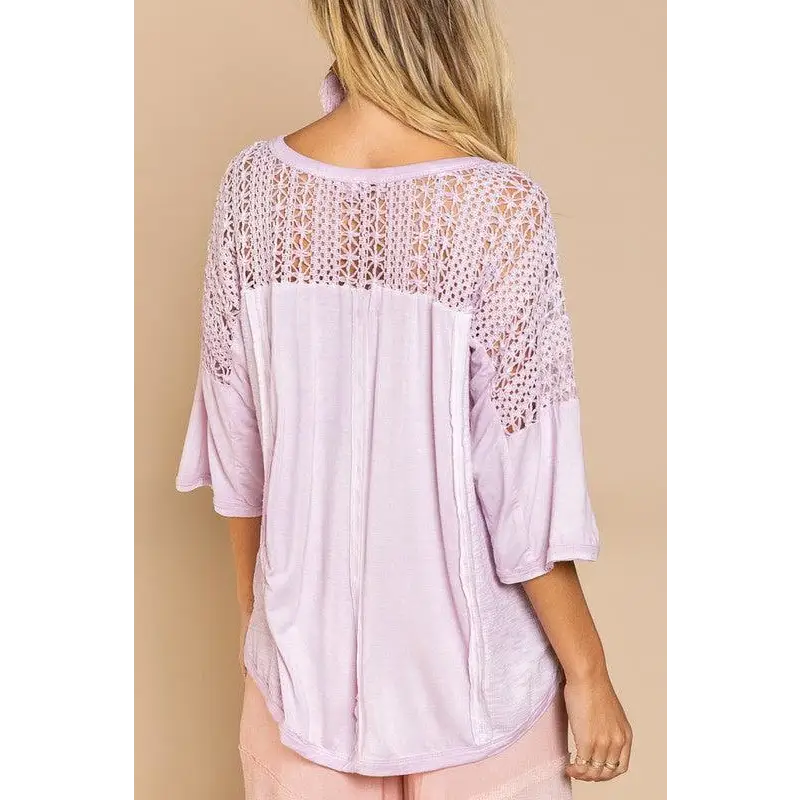 Feminine Boho Crochet Sleeve Top Top