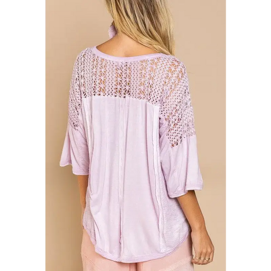 Feminine Boho Crochet Sleeve Top Top