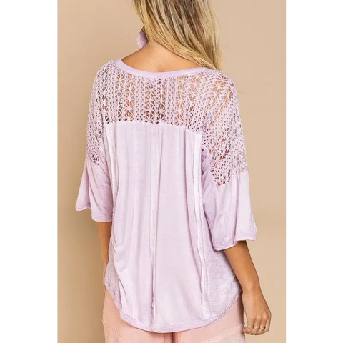 Feminine Boho Crochet Sleeve Top Top