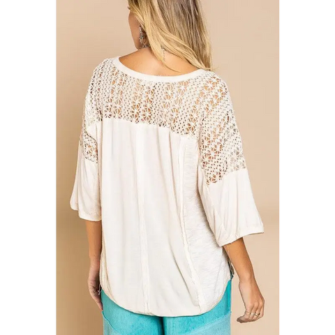 Feminine Boho Crochet Sleeve Top Top