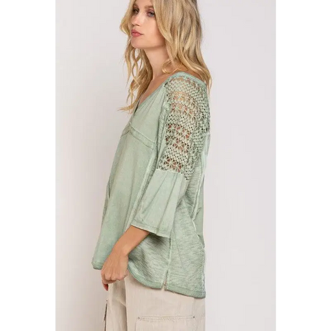 Feminine Boho Crochet Sleeve Top Top