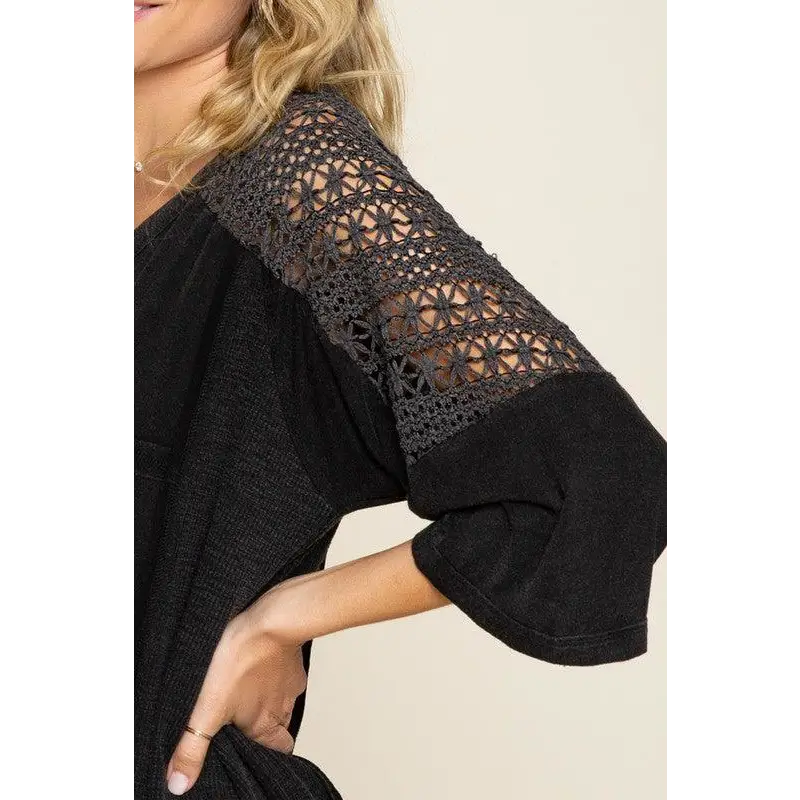 Feminine Boho Crochet Sleeve Top Top