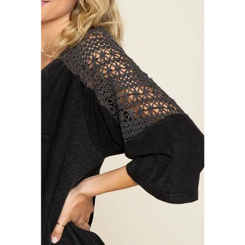 Feminine Boho Crochet Sleeve Top Top