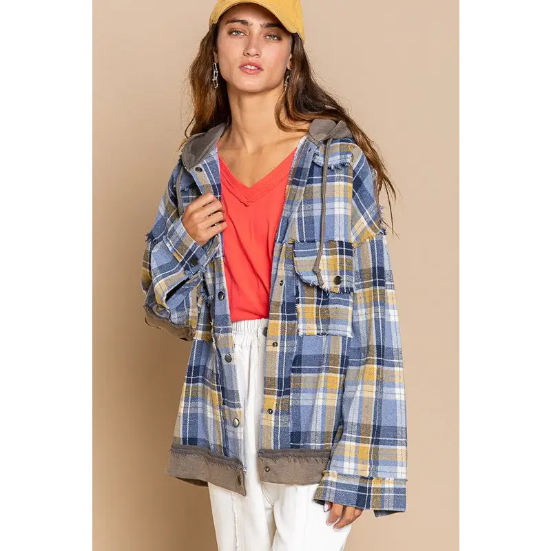 Flannel oversized jacket with hoody Jacket